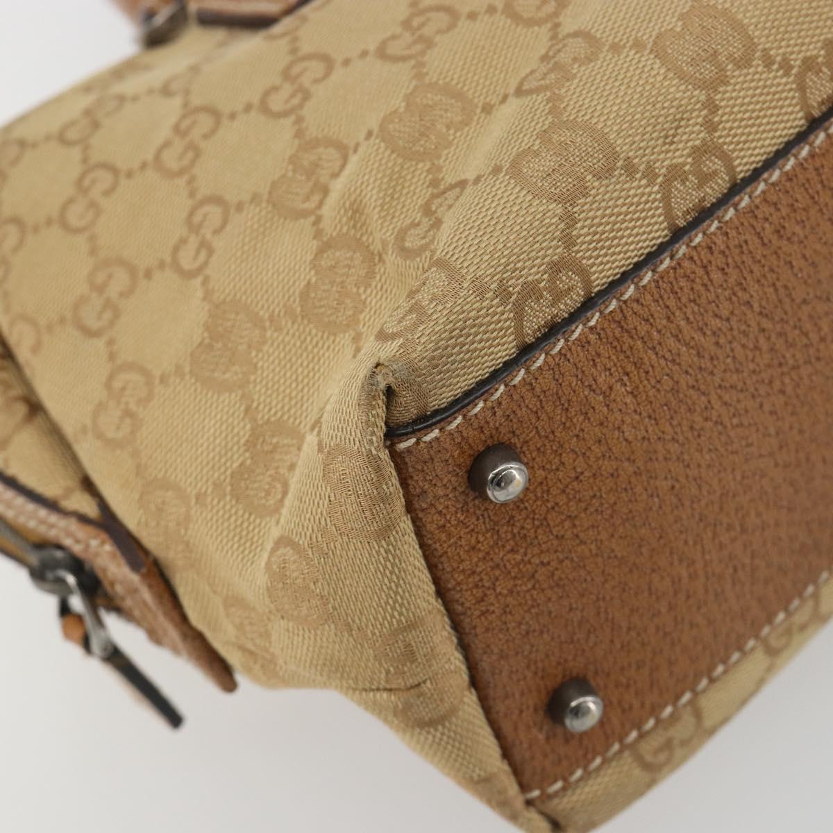 GUCCI GG Canvas Hand Bag Beige Silver 113009 Auth 195092