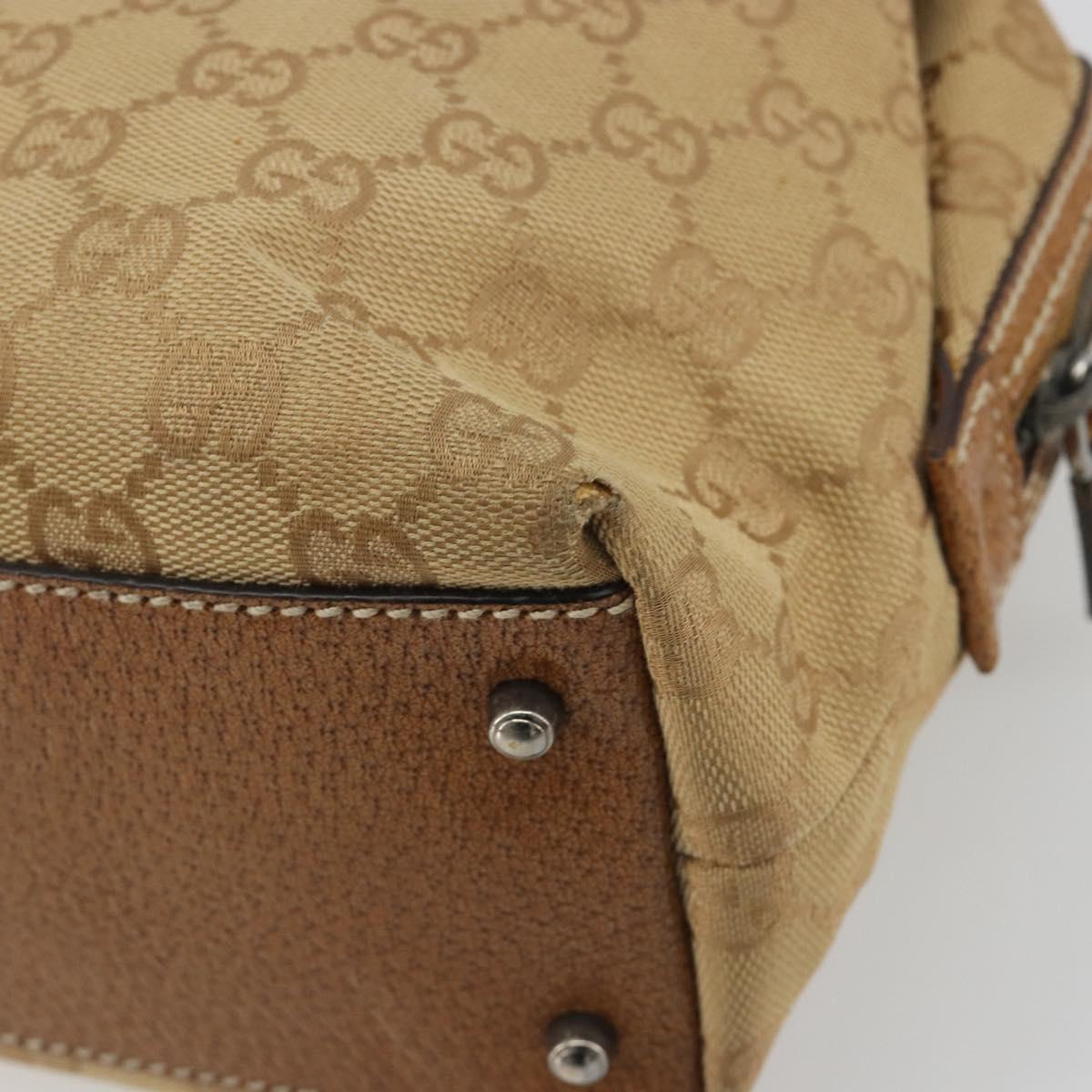 GUCCI GG Canvas Hand Bag Beige Silver 113009 Auth 195092
