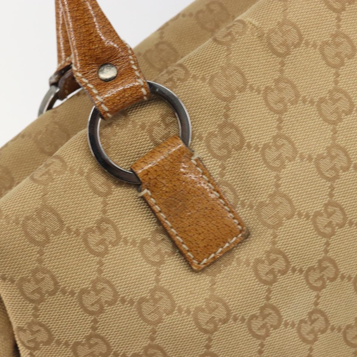 GUCCI GG Canvas Hand Bag Beige Silver 113009 Auth 195092