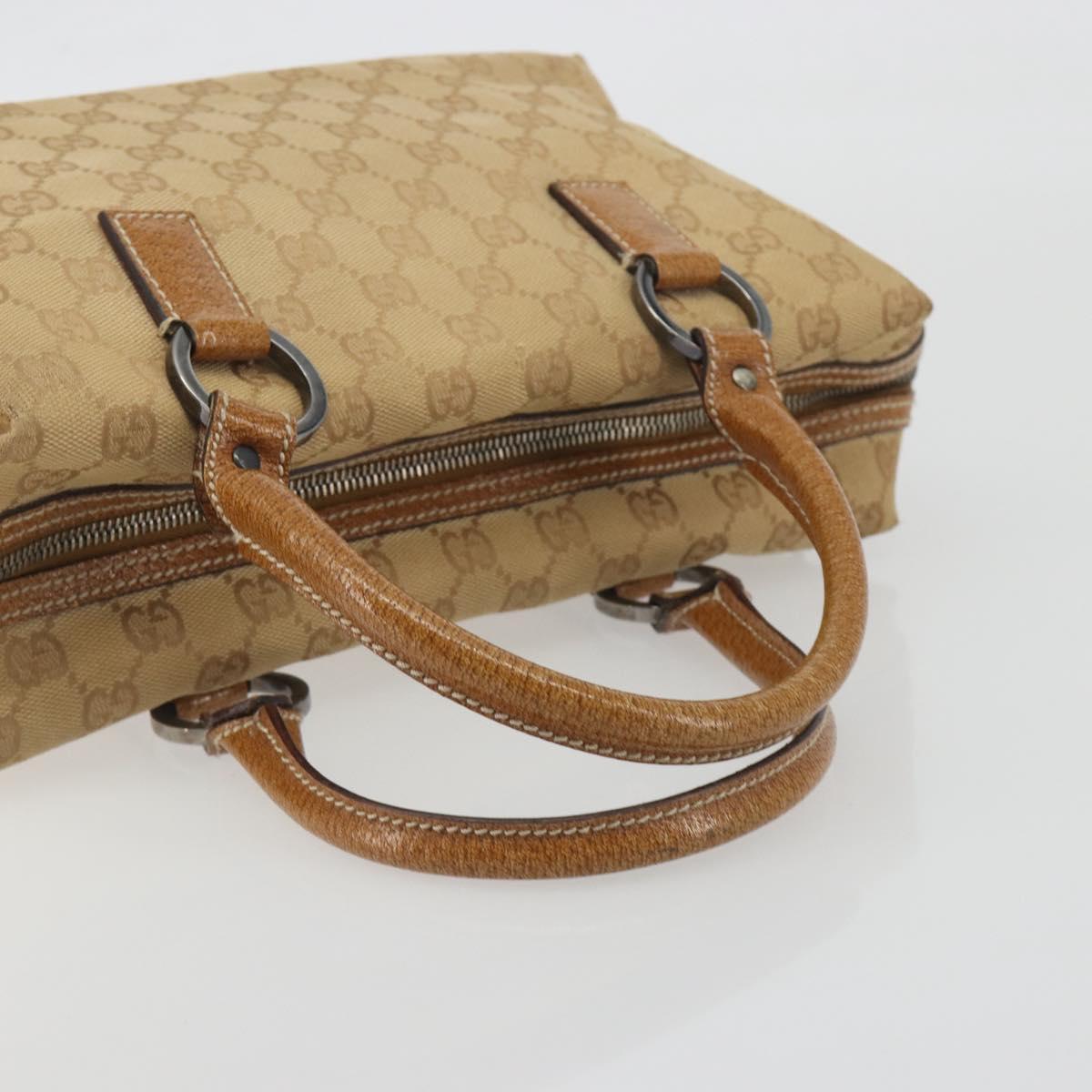 GUCCI GG Canvas Hand Bag Beige Silver 113009 Auth 195092