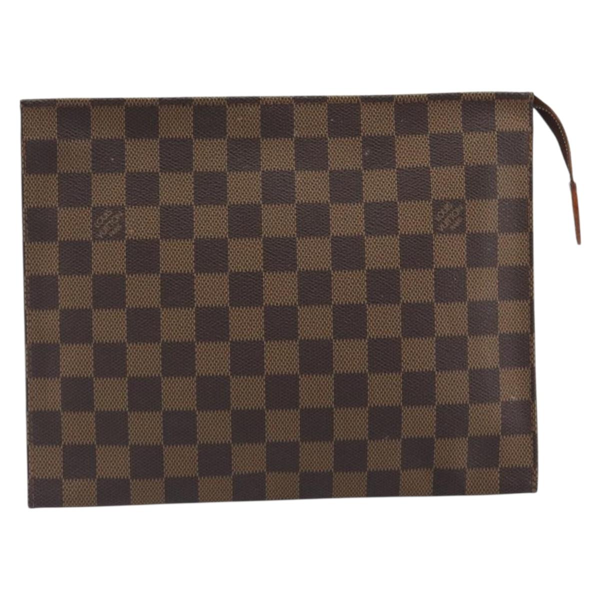 LOUIS VUITTON Damier Ebene Poche Toilette 26 Pouch N47543 LV Auth 195093