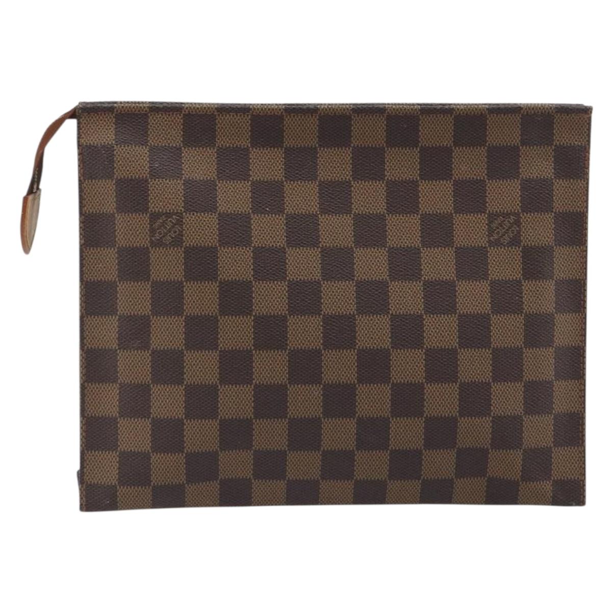 LOUIS VUITTON Damier Ebene Poche Toilette 26 Pouch N47543 LV Auth 195093