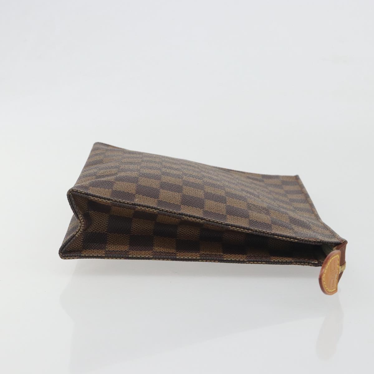 LOUIS VUITTON Damier Ebene Poche Toilette 26 Pouch N47543 LV Auth 195093