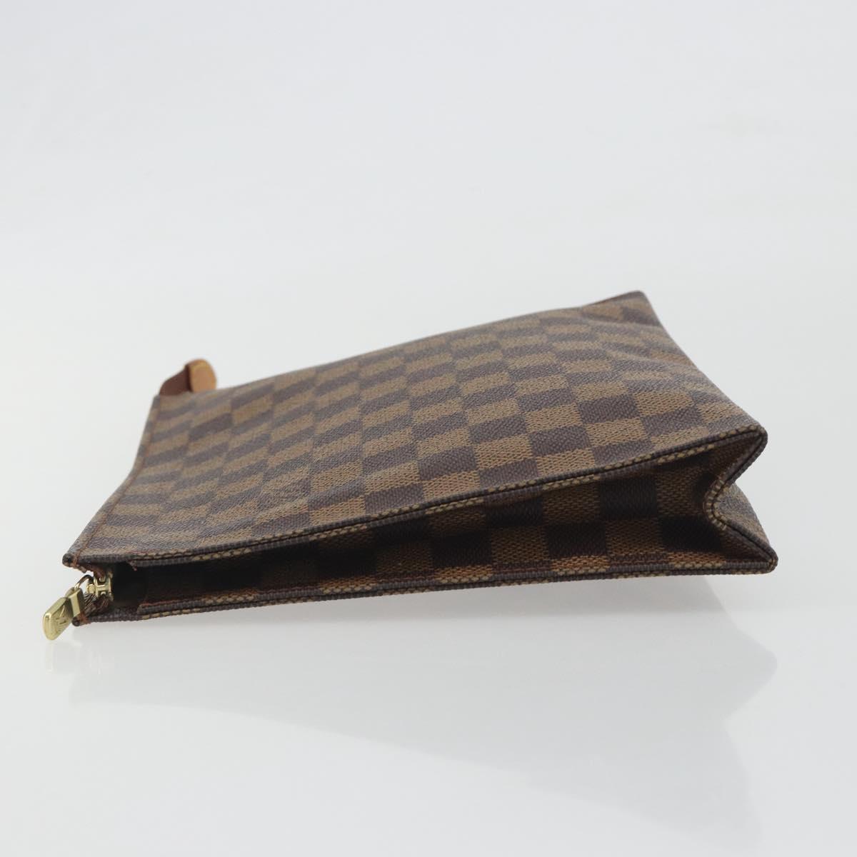 LOUIS VUITTON Damier Ebene Poche Toilette 26 Pouch N47543 LV Auth 195093