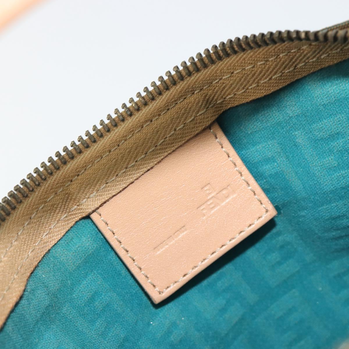 FENDI Zucchino Canvas Hand Bag Gold Green Auth 195094A