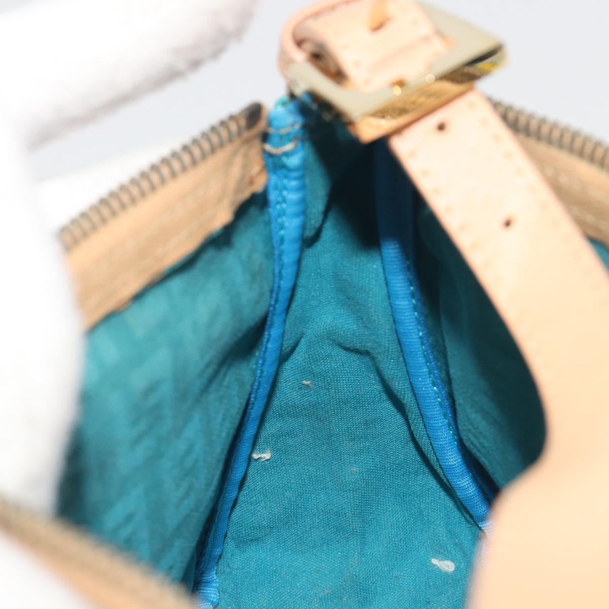 FENDI Zucchino Canvas Hand Bag Gold Green Auth 195094A
