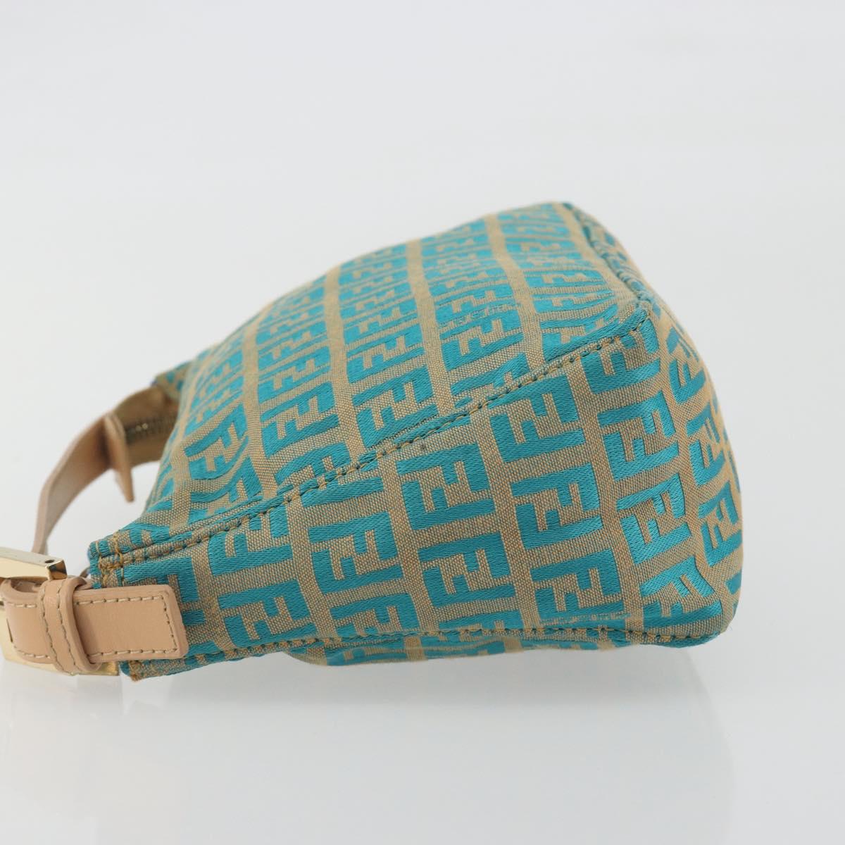 FENDI Zucchino Canvas Hand Bag Gold Green Auth 195094A
