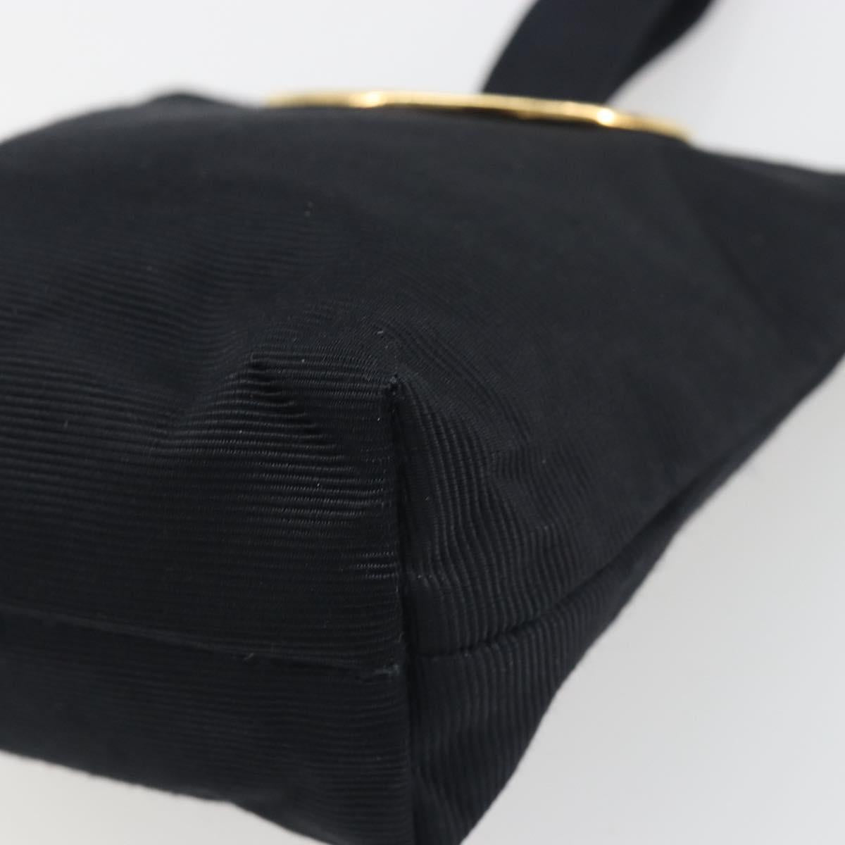 CELINE Circle Pouch Canvas Black Gold Auth 195098A