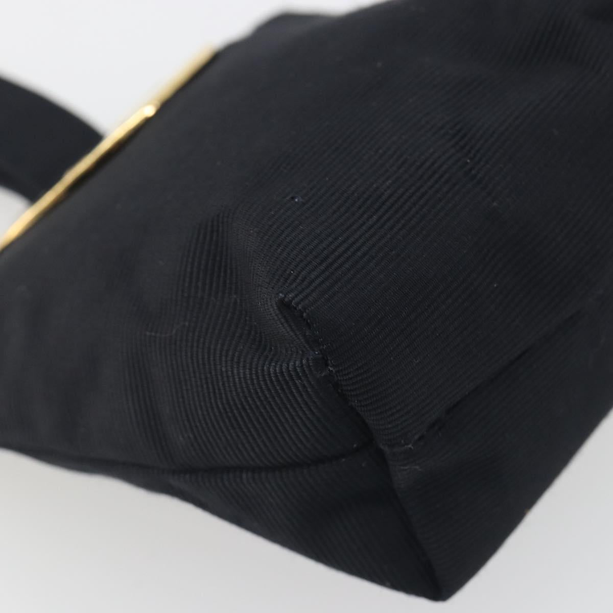 CELINE Circle Pouch Canvas Black Gold Auth 195098A