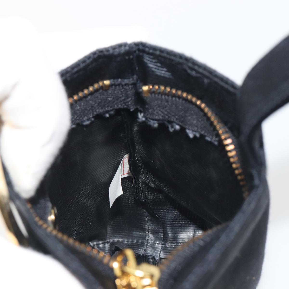 CELINE Circle Pouch Canvas Black Gold Auth 195098A
