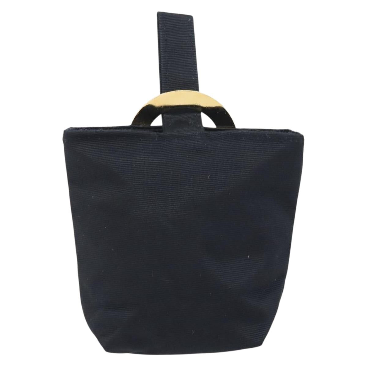 CELINE Circle Pouch Canvas Black Gold Auth 195098A