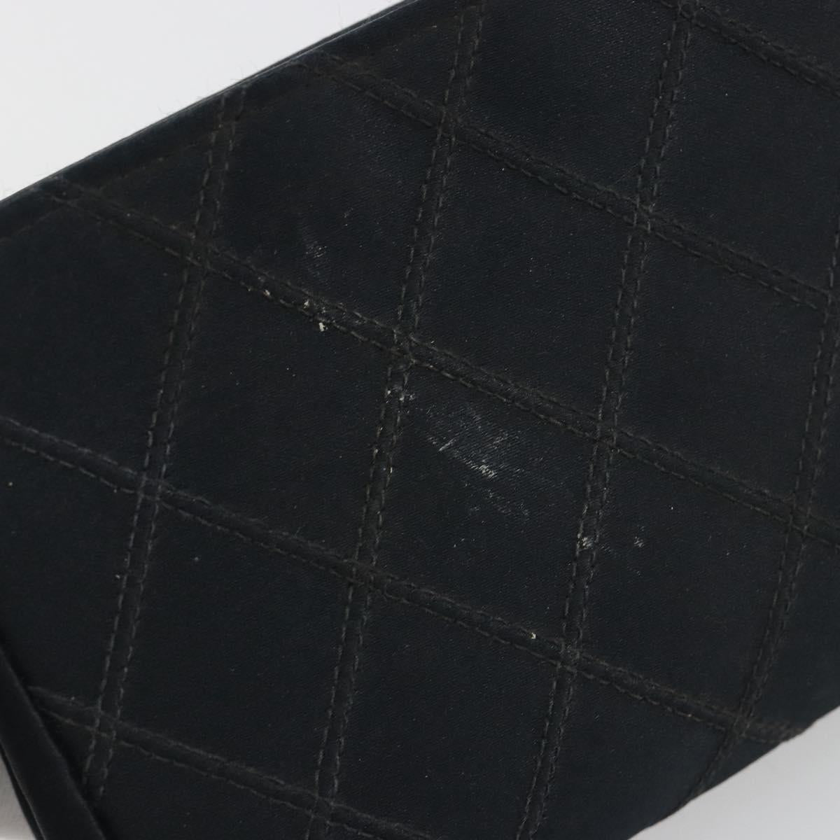 CHANEL Bicolore Pouch Satin Black Gold CC Auth 195103