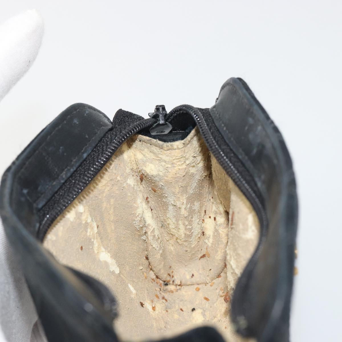 CHANEL Bicolore Pouch Satin Black Gold CC Auth 195103