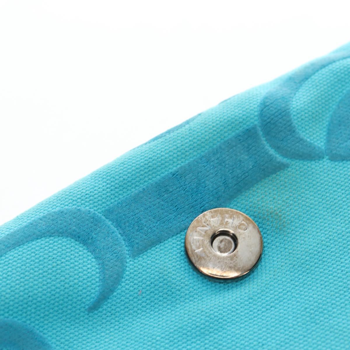CHANEL Chain Shoulder Bag Canvas Turquoise Blue Silver CC Auth 195104M