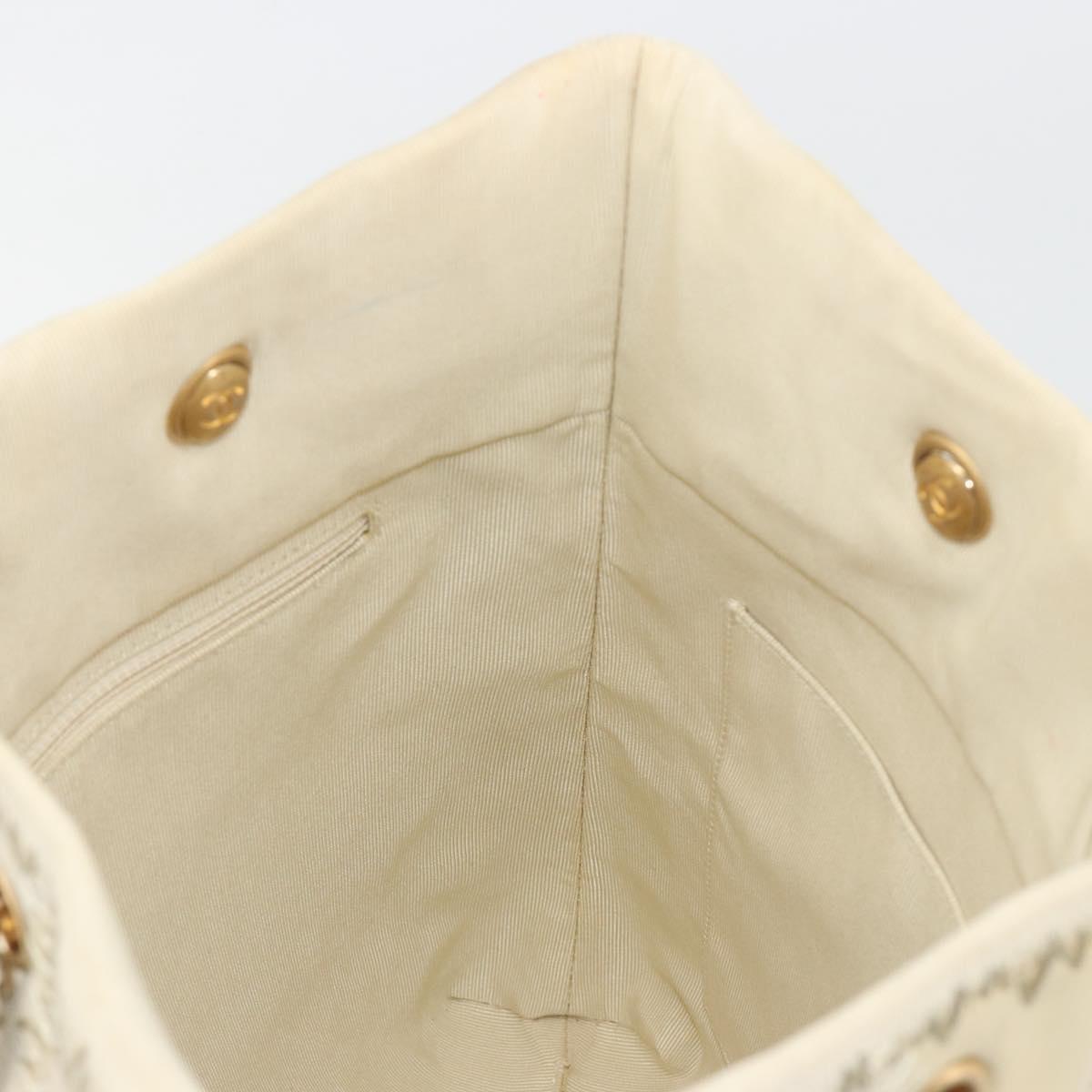 CHANEL Patchwork Chain Tote Bag Tweed Ivory Gold CC Auth 195106SM