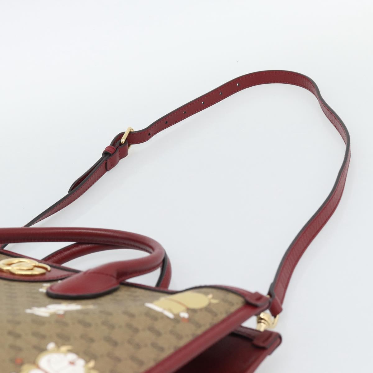 GUCCI Doraemon Micro GG Hand Bag PVC 2way Beige Gold 654345 Auth 195107SAM