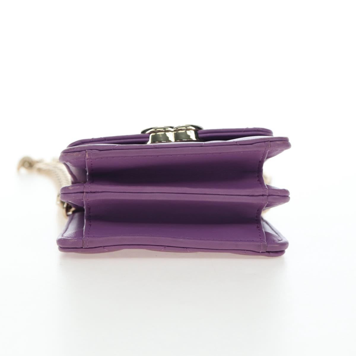 CHANEL Matelasse Chain Shoulder Pouch Lamb Skin Purple Gold CC Auth 195109M