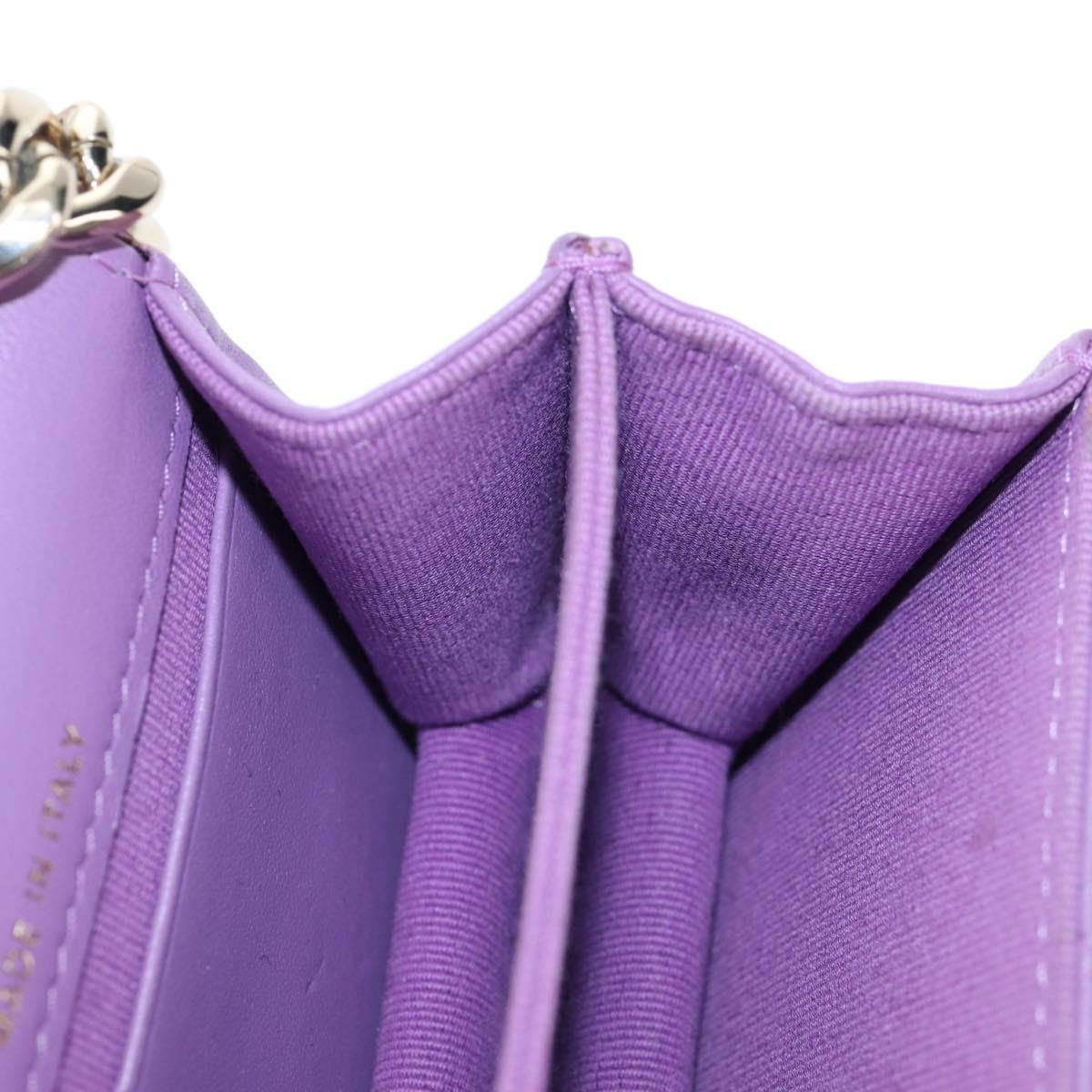CHANEL Matelasse Chain Shoulder Pouch Lamb Skin Purple Gold CC Auth 195109M