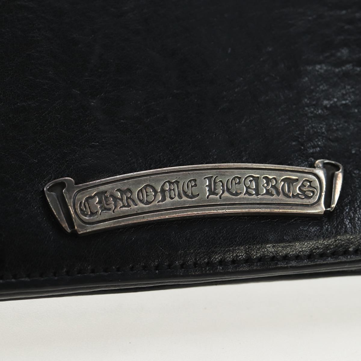 Chrome Hearts Single Fall Long Wallet Leather Black Silver Auth 195110M