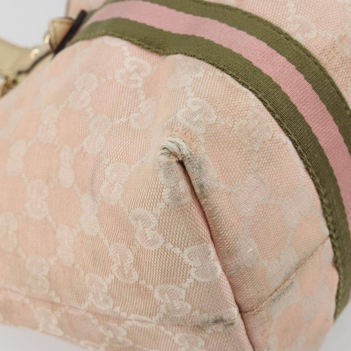 GUCCI GG Canvas Sherry Line Tote Bag Pink Gold 137396 Auth 195115