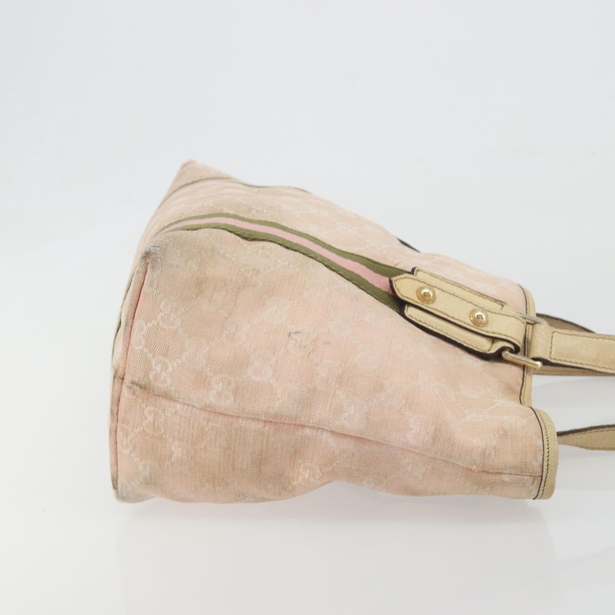 GUCCI GG Canvas Sherry Line Tote Bag Pink Gold 137396 Auth 195115