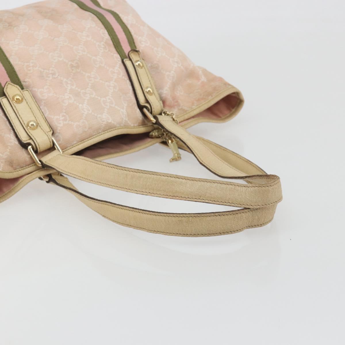 GUCCI GG Canvas Sherry Line Tote Bag Pink Gold 137396 Auth 195115