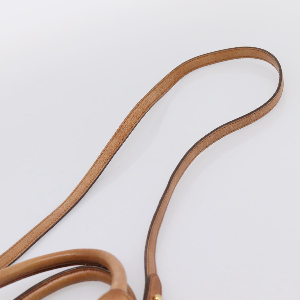 Miu Miu Ribbon Hand Bag Leather 2way Brown Gold Auth 195137V