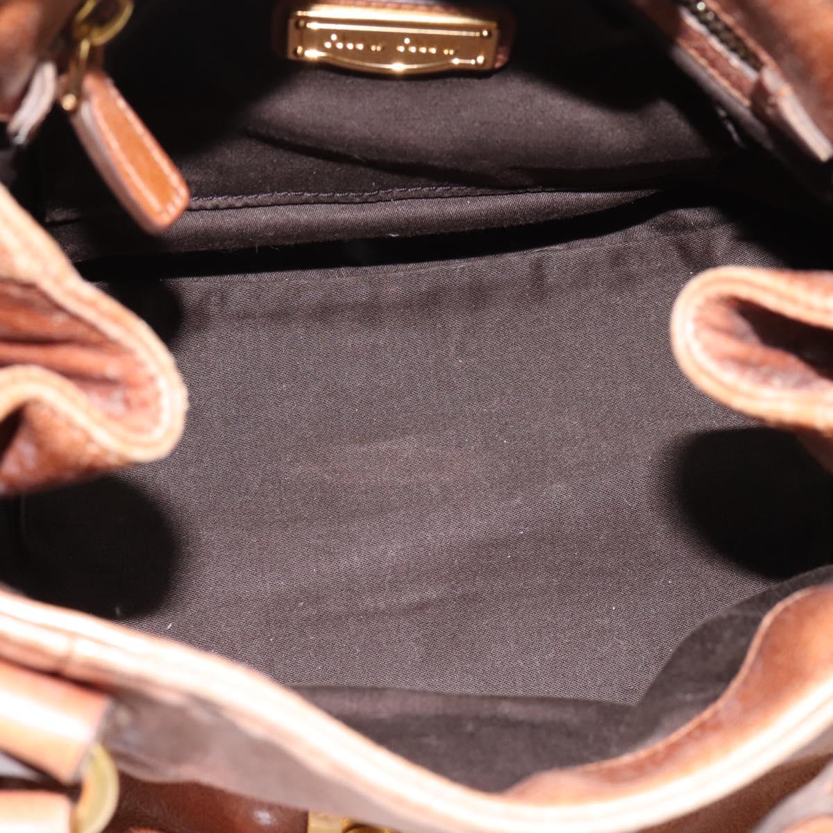 Miu Miu Ribbon Hand Bag Leather 2way Brown Gold Auth 195137V