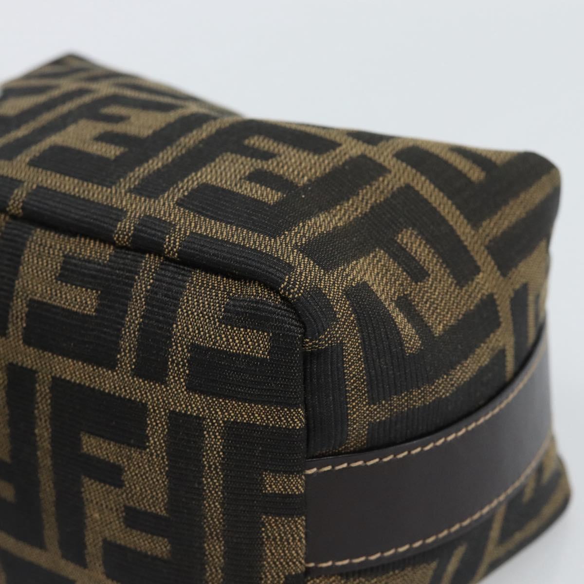 FENDI Zucca Canvas Vanity Pouch Black Brown Auth 195157