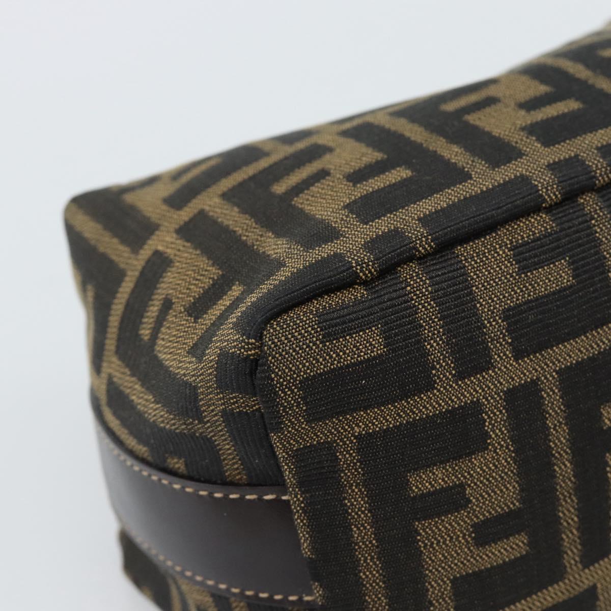 FENDI Zucca Canvas Vanity Pouch Black Brown Auth 195157