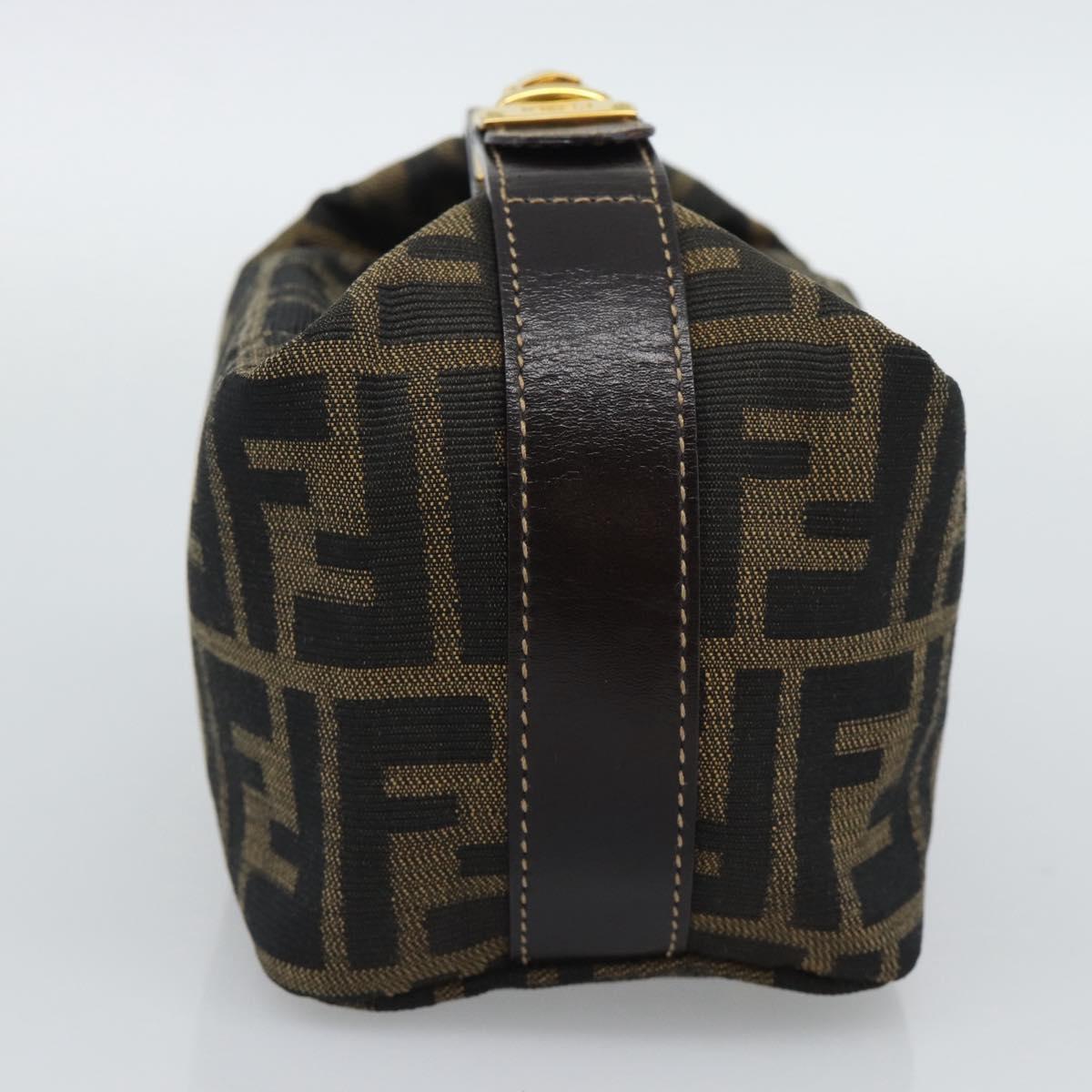 FENDI Zucca Canvas Vanity Pouch Black Brown Auth 195157