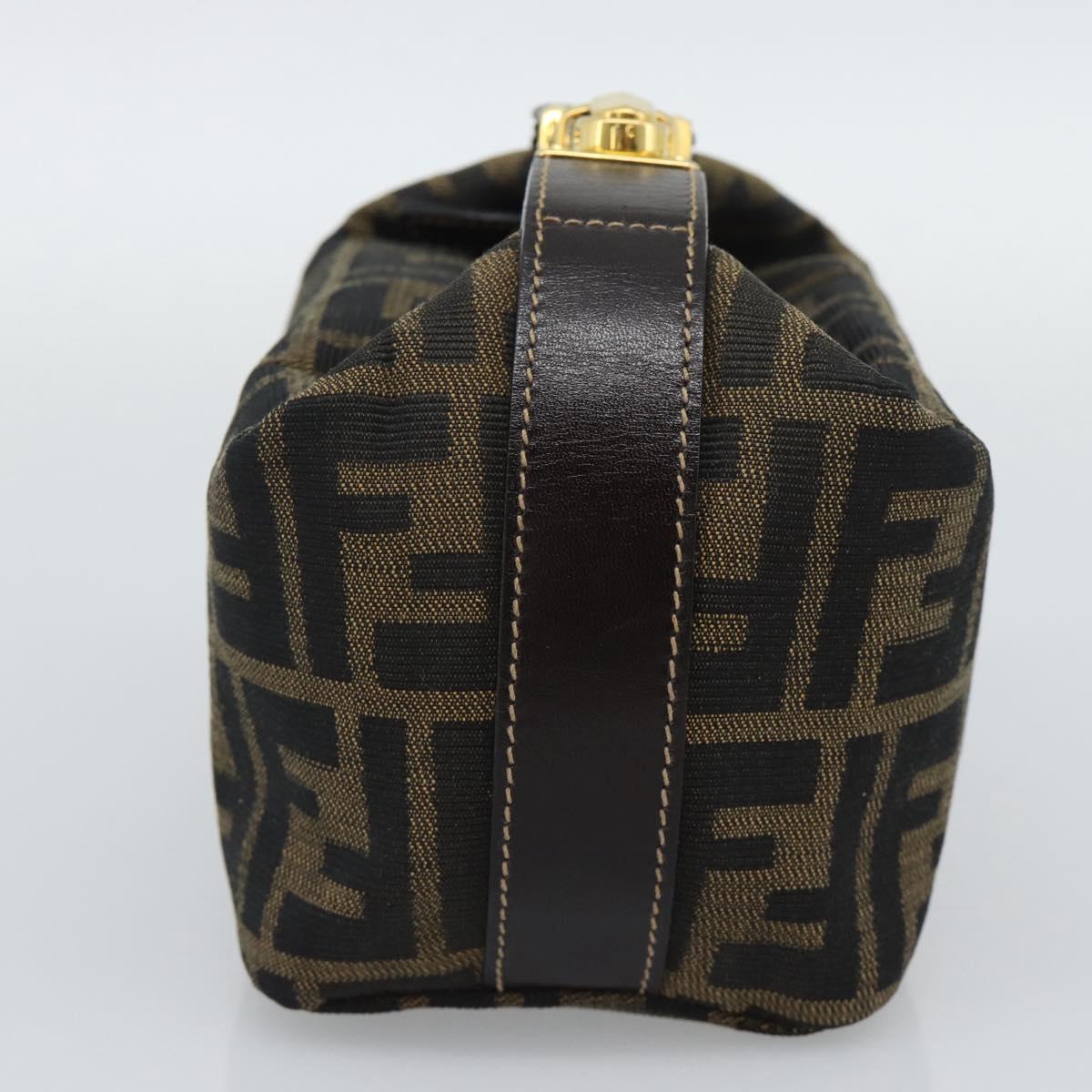 FENDI Zucca Canvas Vanity Pouch Black Brown Auth 195157