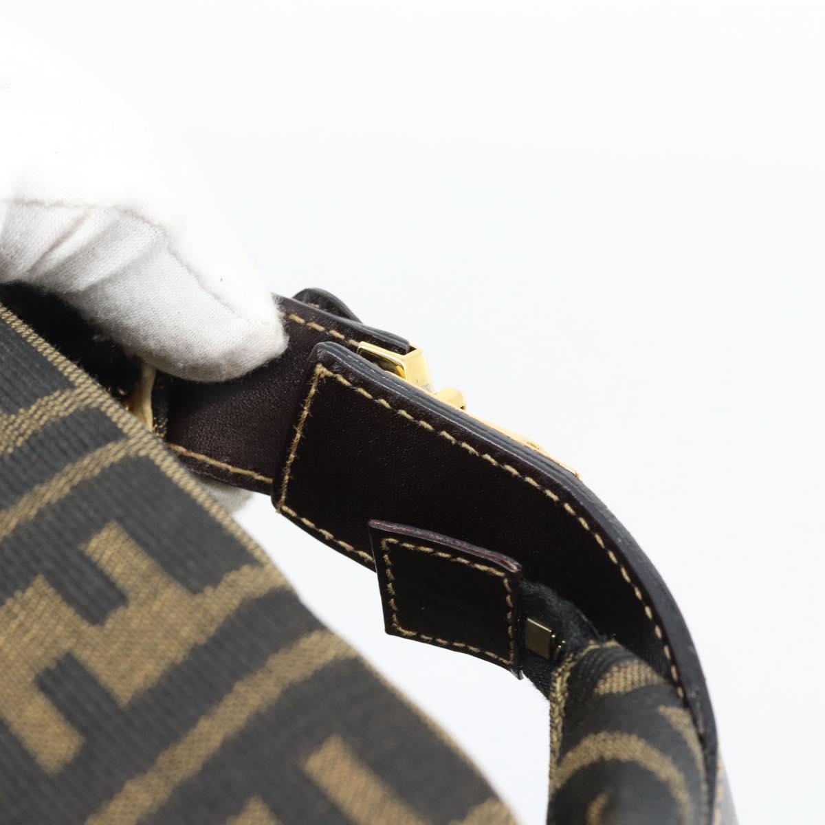 FENDI Zucca Canvas Vanity Pouch Black Brown Auth 195157