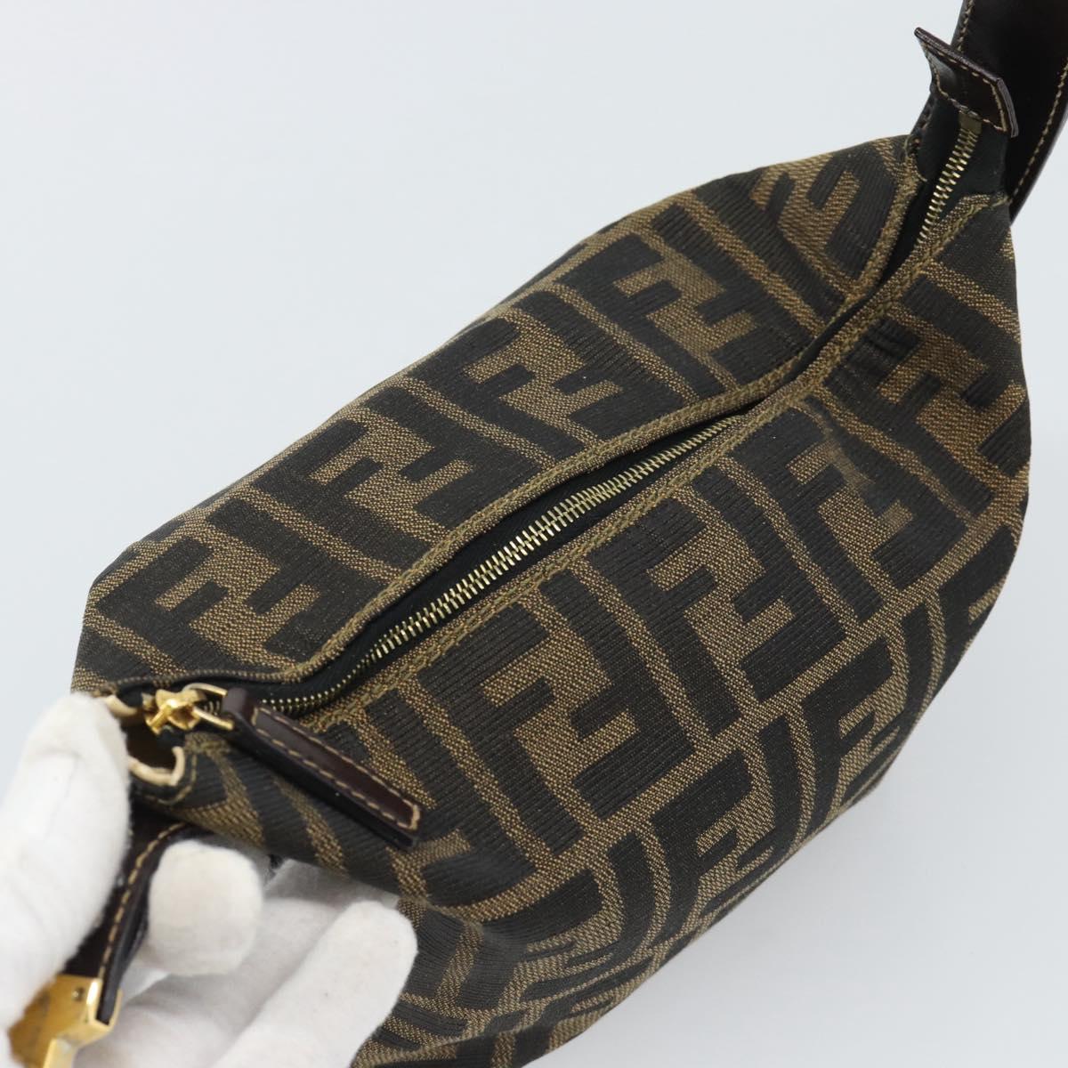 FENDI Zucca Canvas Vanity Pouch Black Brown Auth 195157