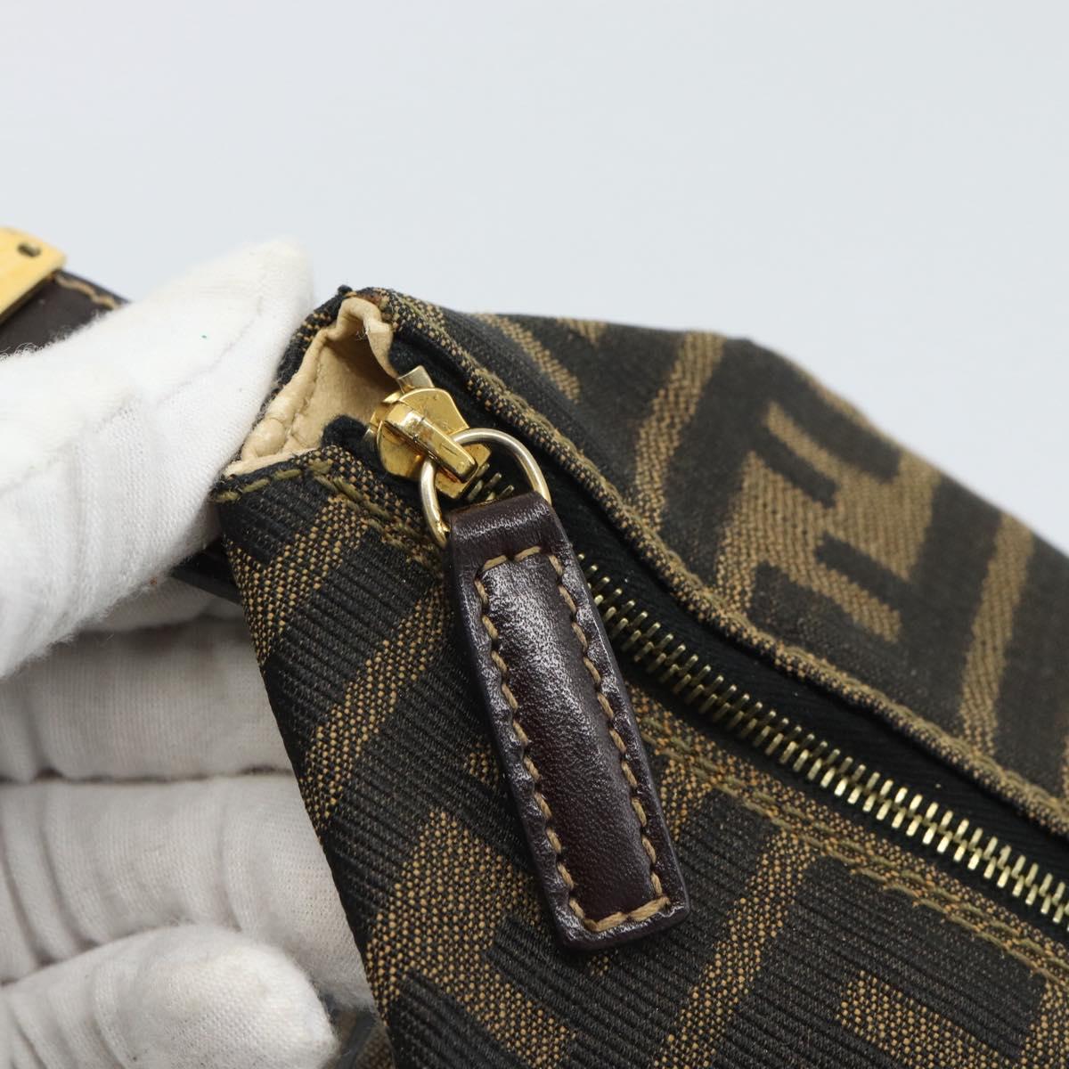 FENDI Zucca Canvas Vanity Pouch Black Brown Auth 195157