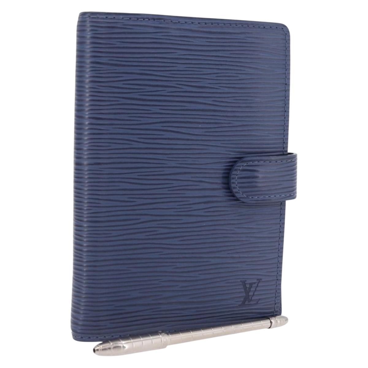 LOUIS VUITTON Epi Agenda PM Day Planner Cover Blue LV Auth 195162V