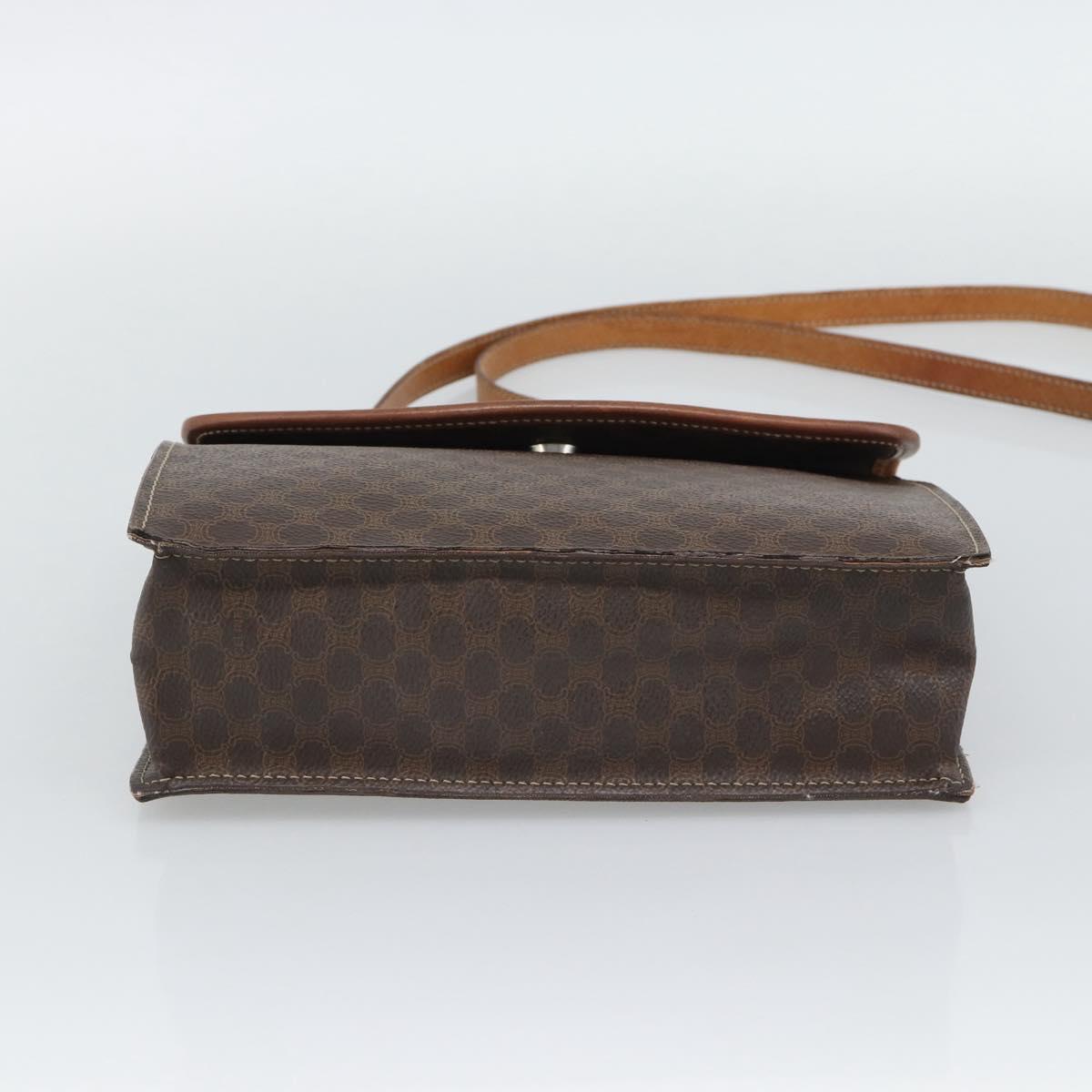 CELINE Macadam Canvas Hand Bag PVC Leather 2way Brown Gold Auth 195169