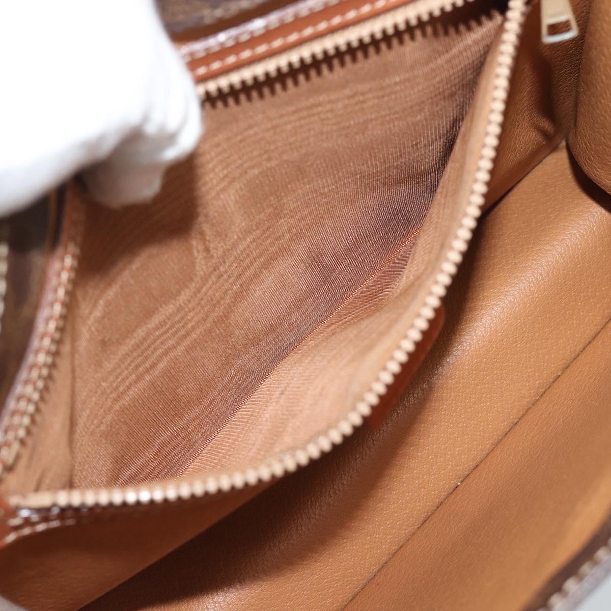 CELINE Macadam Canvas Hand Bag PVC Leather 2way Brown Gold Auth 195169