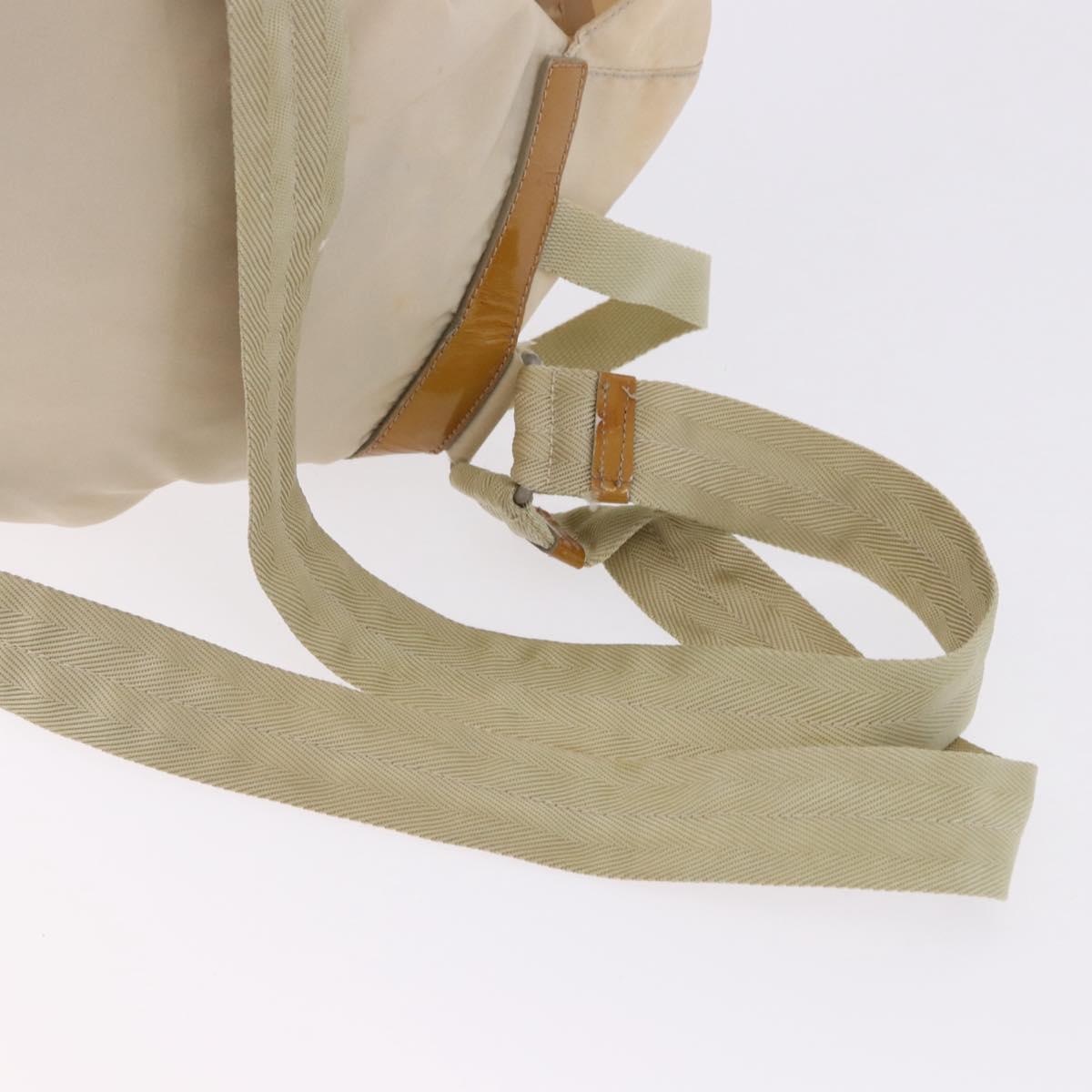 PRADA Backpack Nylon Beige Silver Auth 195170