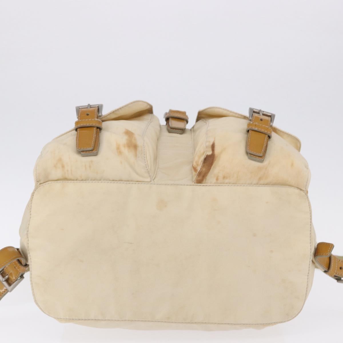 PRADA Backpack Nylon Beige Silver Auth 195170