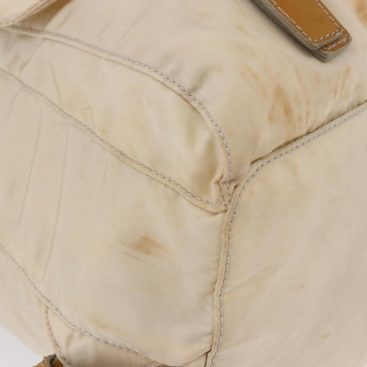 PRADA Backpack Nylon Beige Silver Auth 195170