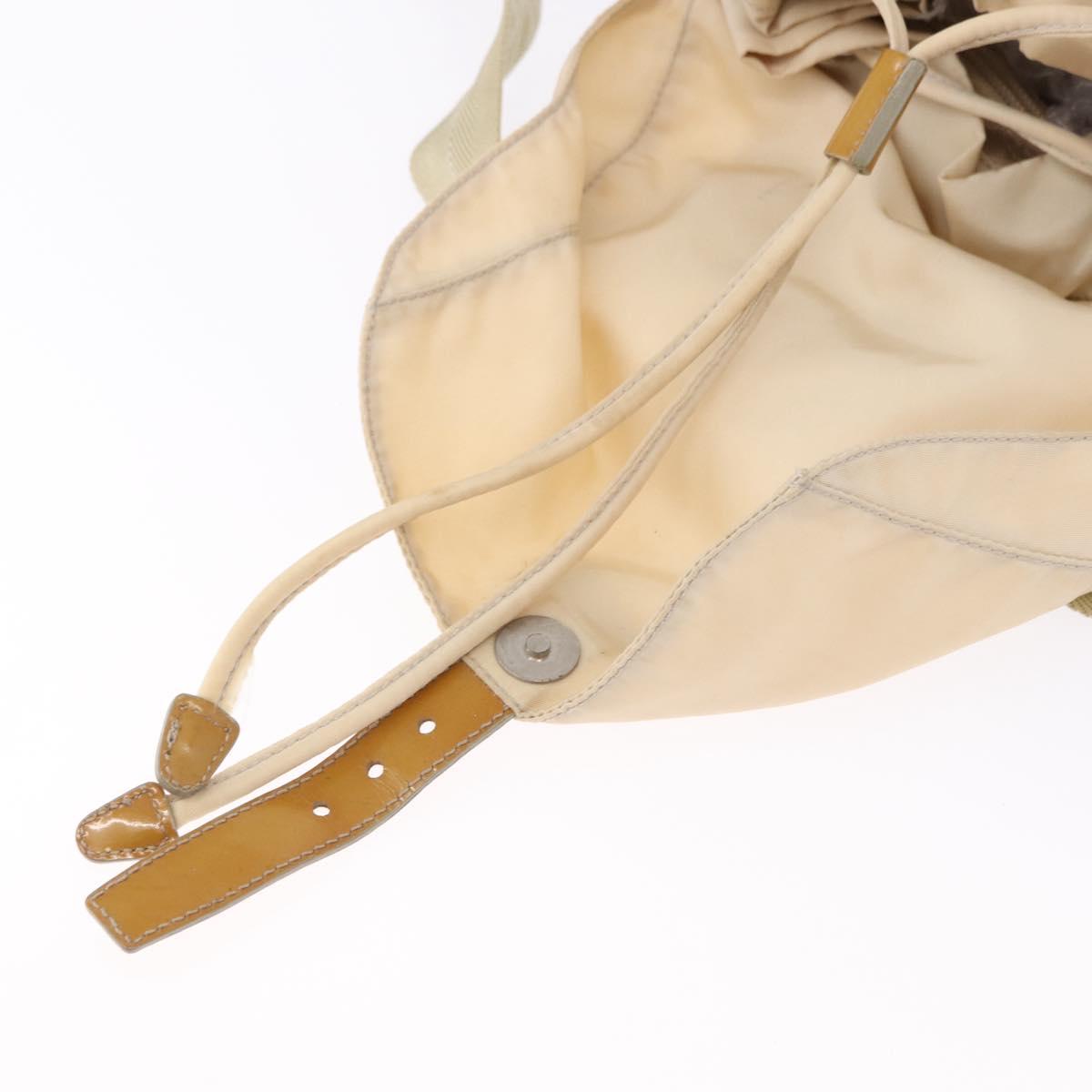 PRADA Backpack Nylon Beige Silver Auth 195170
