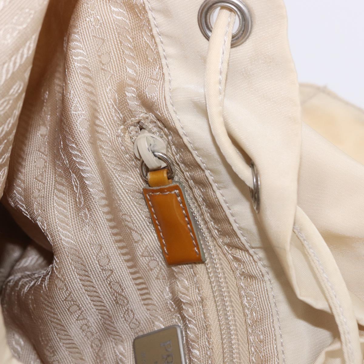 PRADA Backpack Nylon Beige Silver Auth 195170