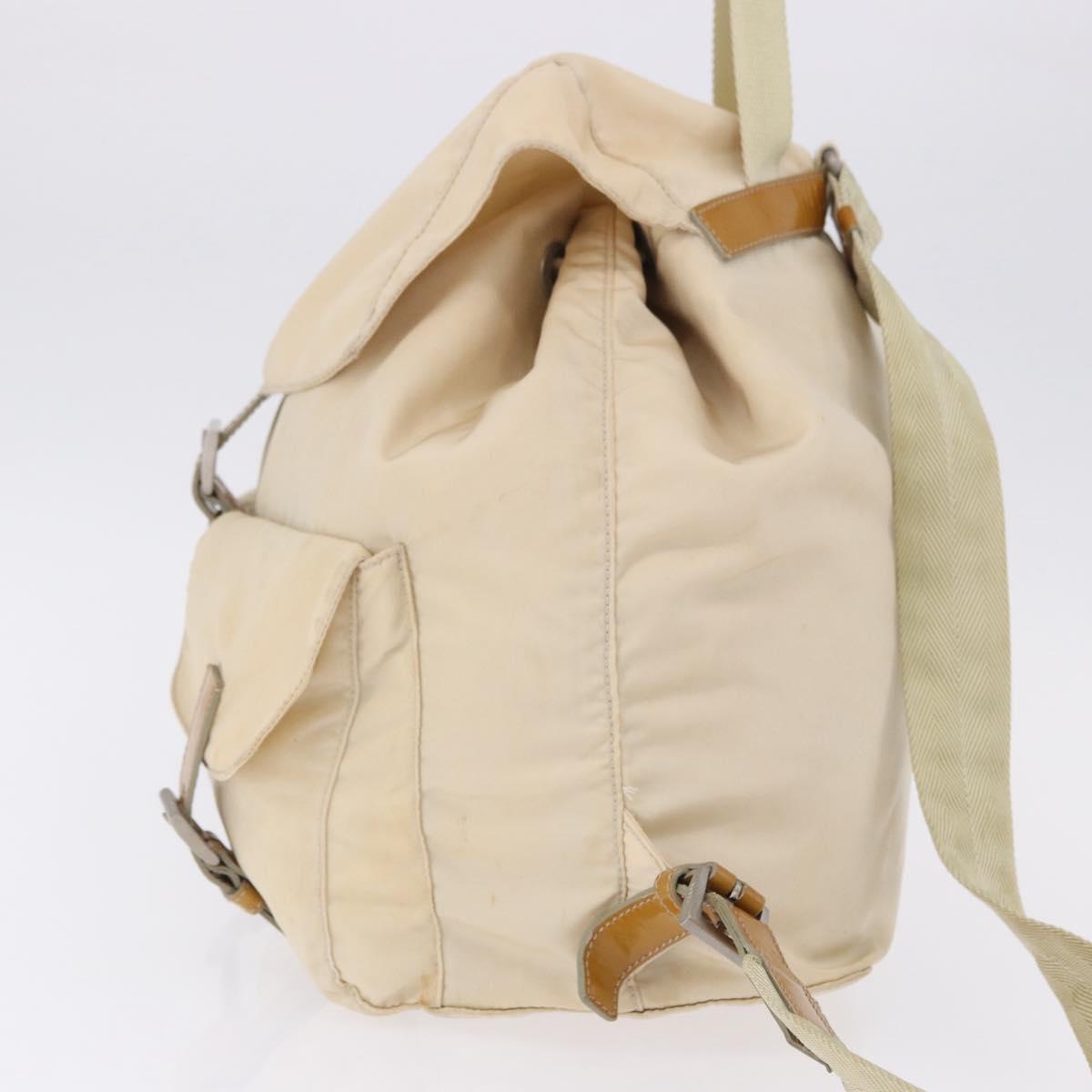 PRADA Backpack Nylon Beige Silver Auth 195170