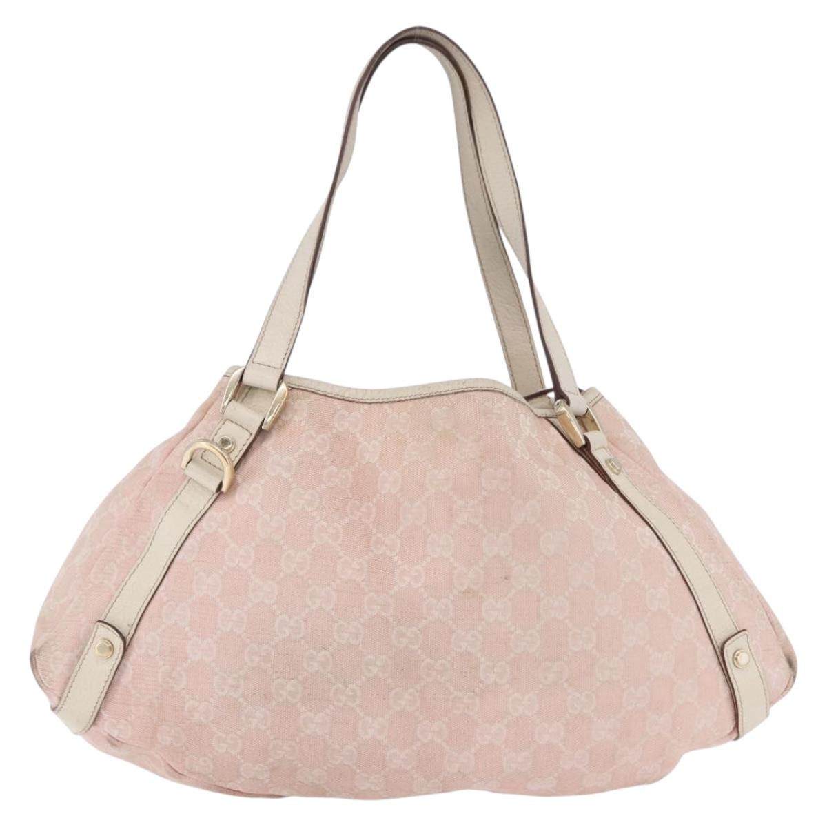 GUCCI GG Canvas Tote Bag Pink Gold 130736 Auth 195171