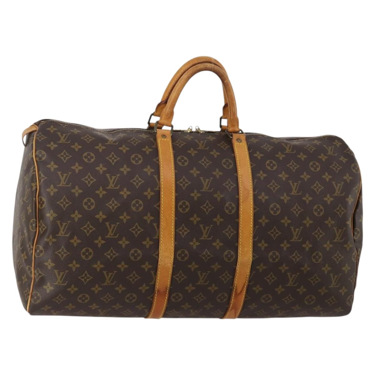 LOUIS VUITTON Monogram Keepall 55 Boston Bag M41424 LV Auth 195172