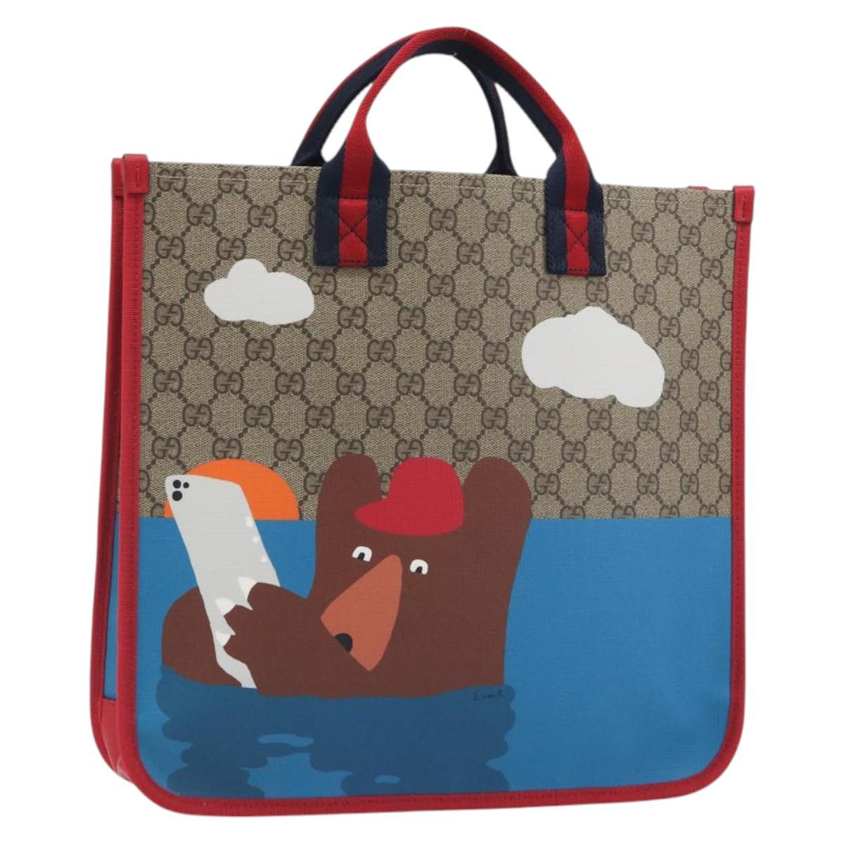 GUCCI GG Supreme Children's Tote Bag PVC Beige 605831 Auth 195180M