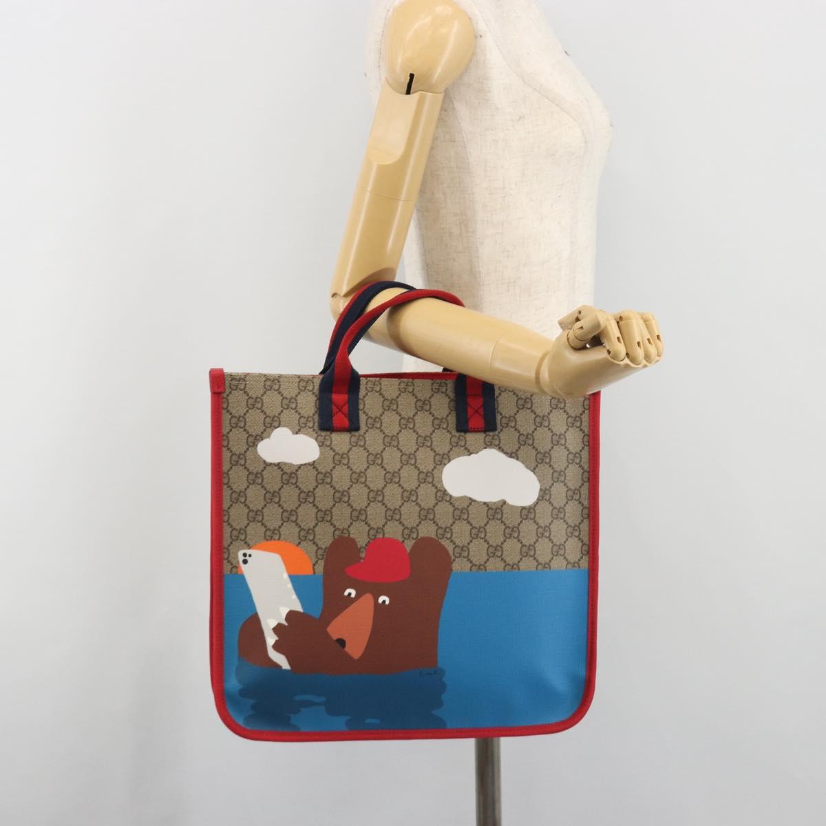 GUCCI GG Supreme Children's Tote Bag PVC Beige 605831 Auth 195180M