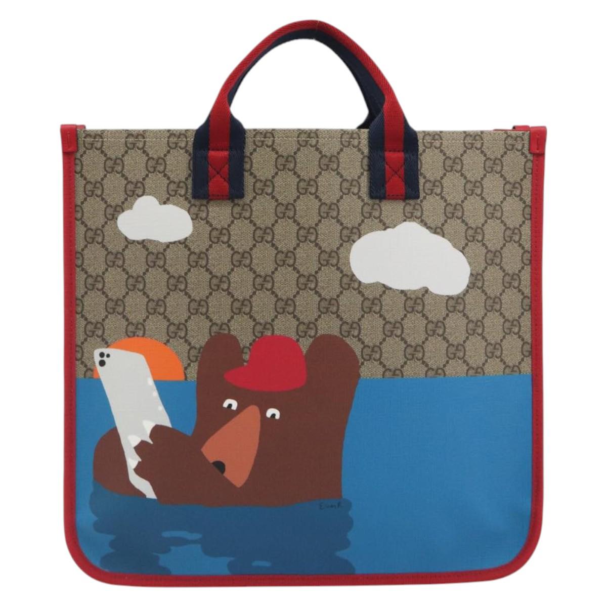 GUCCI GG Supreme Children's Tote Bag PVC Beige 605831 Auth 195180M