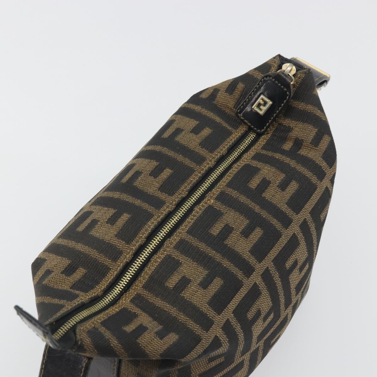 FENDI Zucca Canvas Hand Bag Black Brown Auth 195184A